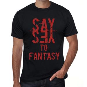 Ultrabasic Vintage T-shirt voor heren, grafisch T-shirt Zeg ja tegen Fantasy Deep Black