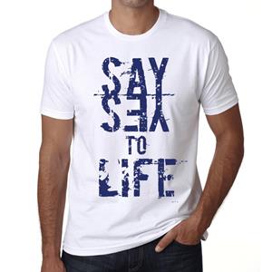 Ultrabasic Vintage T-shirt voor heren, grafisch T-shirt, zeg ja tegen het leven, wit