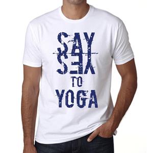 Ultrabasic Vintage T-shirt voor heren, grafisch T-shirt Say Yes to Yoga Wit