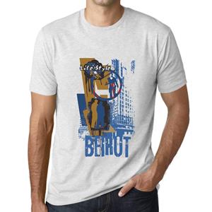 Ultrabasic Heren vintage T-shirt Grafisch T-shirt Beirut Lifestyle Vintage Wit