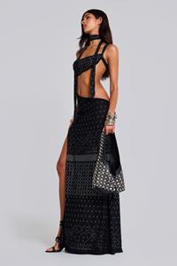 Jaded London Opaline Asymmetric Stud Maxi Dress