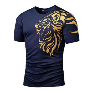 Baibao QIQI Tijger T-shirt Mode 3d Mannelijke Korte Mouw Straat Casual Sport Tops Oversized O Hals Trui Shirt Zomer Retro Herenkleding XXS