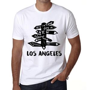 Ultrabasic Vintage T-shirt voor heren Grafisch T-shirt Tijd voor nieuwe avonturen Los Angeles Wit
