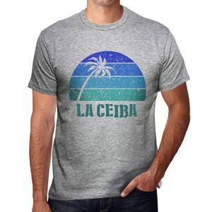 Ultrabasic Heren vintage T-shirt Grafisch T-shirt LA CEIBA Zonsondergang grijs gemêleerd