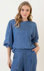 Jurkjes Pofmouw Denim Blouse Rosan