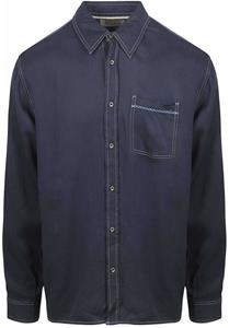 Scotch and Soda Overhemd Solid Tencel Navy