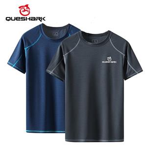 Queshark Mannen Sneldrogende Sport Running T-shirt Vissen Losse Korte Mouw Tops Fitness Gym Workout Tees Shirts Wielertrui 3XL zwart