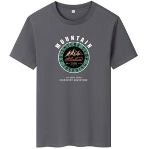 HU5RN Mountian Heren T-shirt met korte mouwen, zomermode, katoen, casual T-shirt, dieptepunt, groot formaat M-6XL 2XL zwart