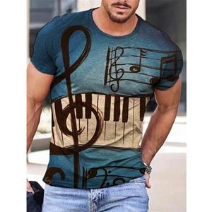 Chengyu Muziek 3D-geprint grappig heren T-shirt Mode Harajuku O-hals Etnische stijl T-shirts Herenkleding Oversized Korte mouwen T-shirt 4XL