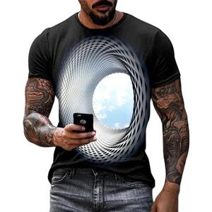 ETST 012 Fashion Hot Sales Persoonlijkheid Fun Sky grafische t-shirts Voor Mannen Nieuwe Casual Driedimensionale Vortex Gedrukt Oversized O-hals tees S