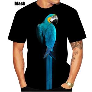 ETST 05 Mode Mannen en Vrouwen T-shirt 3D Papegaai Dier Patroon Print T-shirt Nieuwigheid Stijlvolle Persoonlijkheid Mannen/Vrouwen Casual t-shirt S