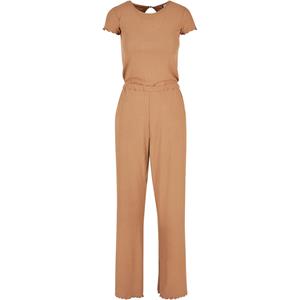 Urban Classics Dames jumpsuit met geribbelde wijde pijpen