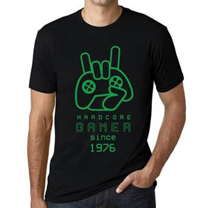 Ultrabasic Vintage T-shirt voor heren, grafisch T-shirt, hardcore gamer sinds 1976, diepzwart XS zwart
