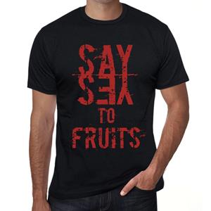 Ultrabasic Vintage T-shirt voor heren, grafisch T-shirt Zeg ja tegen fruit diepzwart XS zwart