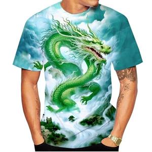 ForYourBeauty Hip Hop Zomer Korte Mouw T-shirts Dragon Series 3D Geprint T-shirt Streetwear Heren Dieren T-shirts Casual Outfit S groen