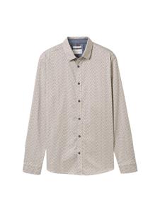 Tom Tailor Printed stretch shirt ecru dessin