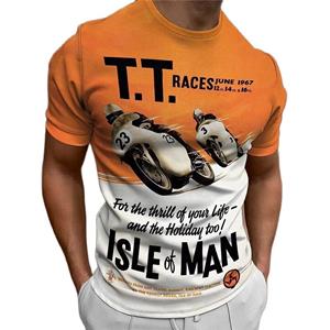 Kukebang Motorfiets T-shirt Mannen 3D Print Isle of Man Korte Mouw Vintage Tops Straat Rit Biker T-shirt Voor Heren T-shirt oversized Tee S