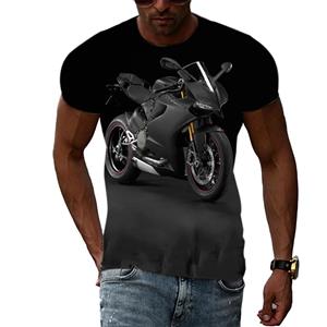 ETST WENDY 05 Zomer Mode Nieuwe Mannen Motorfiets grafische t-shirts Trend Persoonlijkheid Cool Stijl Locomotief Patroon Print t-shirts met korte mouwen S