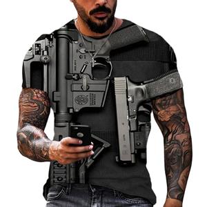 Subilier T-shirt Voor Mannen 3d Gun T-shirts Grappig Gedrukt Streetwear Beretta Gun T-shirt Fashion Casual Korte Mouw Punk Gun tops T-shirts S