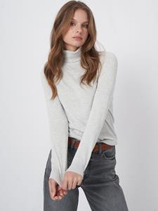REPEAT cashmere Fijn gebreide trui met rolkraag van katoenmelange