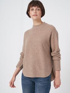 REPEAT cashmere Fijngebreide trui met ronde zoom