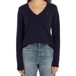 Tommy Hilfiger Gebreide trui SOFT WOOL V-NK SWEATER met v-hals van 100% wol