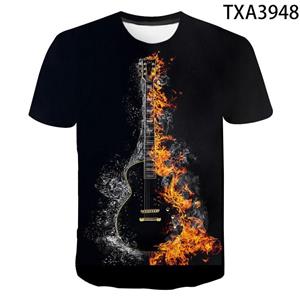 Xiao Xiang Zomer Muziek Gitaar 3d Print Mannen T-shirt Mode Hiphop Rock En Roll T-shirt O-hals Korte Mouw Streetwear Oversized tops S