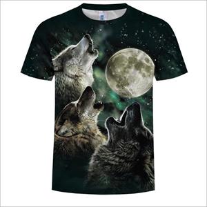 BOLIV MODA Wolf 3D Digital Printing T-shirts Mode Ronde Hals Tops Heren T-shirt met korte mouwen S