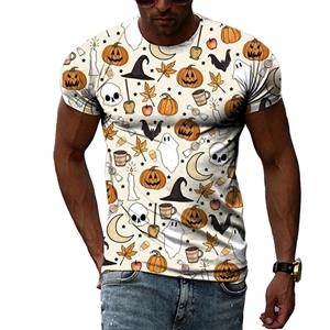 Baibao QIQI Mode Man Vakantie Halloween Pompoen 3D Print t-shirt Casual Korte Mouwen herenkleding Maat Oversized t-shirt XS-6XL 6XL