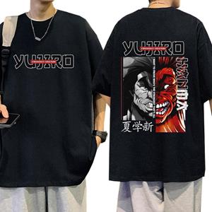 TENJINGE Trendy Anime Baki De Grappler T-shirt Yujiro Hanma T Shirts mannen 100% Katoen Korte Mouw Casual T-shirts Kleding Harajuku streetwear XXL