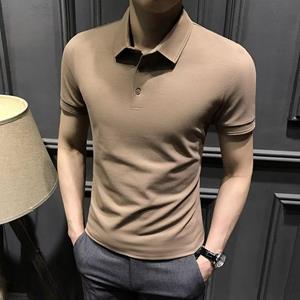 Zhuoneng Clothing 2024Nieuw Ijs ZijdePoloShirt heren Korte Mouwen Zomer Business heren ReversTT-shirt High-End Slanke heren Half Mouw Slijtage Top M zwart