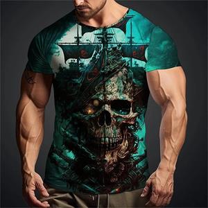 ETST WENDY 005 Nieuwe Skull Heren T-shirt Zomermode Heren Korte Mouw Kleding Heren Oversized O-hals T-shirt 3D-print Pirate Skull Tops 3XL
