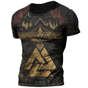 Kukebang Retro Viking Tattoo 3D Print Heren T-shirts Zomer Viking Odin Ronde Hals Losse Korte Mouw Casual Tops Tees Oversized t-shirts XL