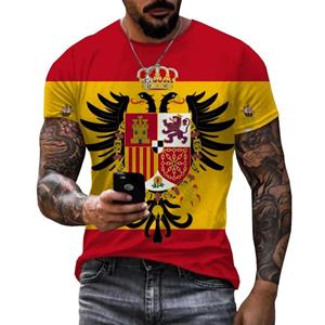 Bobby 2 Espana Nationaal Embleem 3d Print Zomer mannen O-hals T-shirt Casual Korte Mouw Oversized T-shirts Fashion Tee Tops Mannen kleding L