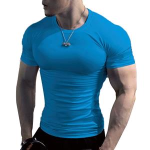GRK Heren slim fit T-shirt met ronde hals, spiertop, gym, effen blouse met korte mouwen XL marineblauwe kleur