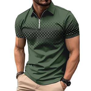 Haojun Heren poloshirt met korte mouwen en rits. 3XL