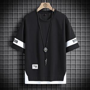 PCD16KL Hiphop losse heren streetwear t-shirts casual klassieke zomer korte mouwen t-shirt zwart wit t-shirt tees oversize L zwart