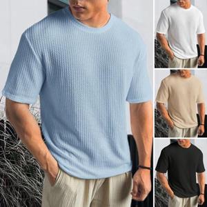 Jiantengxujm Heren Zomer T-shirt Effen Kleur O Hals Korte Mouwen Zacht Ademend Elastisch Losse Trui Sport Business Casual Heren Sport Office Top L wit