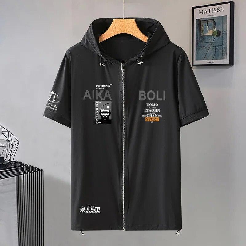 GS Grote Maat Ijs Zijde T-shirt Mannen Grote Hort Mouw Tee Zomer Sneldrogende Kap Shirt Plus Size Dunne T-shirt Mannelijke 10XL