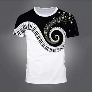 Xuhaijian02 Zomer Muzieknoot T-shirts Piano 3D Print Streetwear Mannen Vrouwen Mode Oversized Korte Mouw T-shirt Kinderen Tees Tops Kleding S