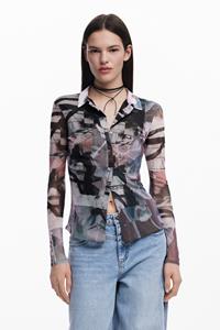 Desigual Knoopjes tul T-shirt - BLACK