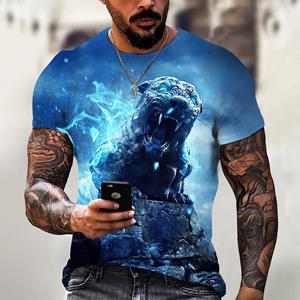 ETST 05 Tijger Vechten Dier Beest Fierce T-shirt 3d Print T-shirt Zomer mannen Oversized Korte Mouw Tops Tees mannen designer Kleding S