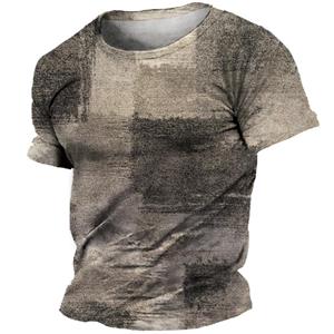 Chengyu Zomer T-shirt voor heren 3d strepen print streetwear vintage grafische T-shirts oversized korte mouwen tops tees shirt herenkleding 3XL
