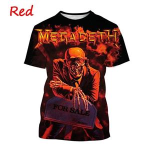 ETST WENDY 005 3D Vintage Megadeth Printing T-shirt Zomermode Heren Dames Populaire T-shirts Hip Hop Stijl Korte Mouwen Pullover Jongens Tops M