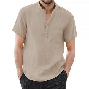 KING BILLION Heren T-shirt met korte mouwen, katoen en linnen, casual heren T-shirt, effen kleur, zomershirt, mannelijk, gezellig, ademend, Amerikaanse maat S zwart