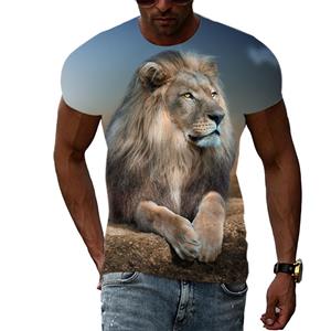 Huiteng Zomer Nieuwe Creatieve Leeuw grafische t-shirts Heren Mode Casual Trend Dier Patroon T-shirt harajuku 3D Print streetwear Tops S