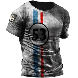 Subilier 3D Print Amerikaanse Tee Vintage T-shirts voor Mannen Top Korte Mouw Oversized Hip Hop O-hals Katoenen T-shirts Mannen kleding Camiset XS