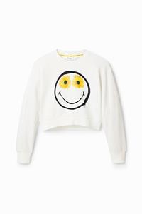 Desigual Kort sweatshirt met Smiley - WHITE