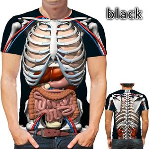 Dundundun Grappige Cosplay Mannelijk Skelet Interne Organen 3D Geprint T-shirt Mode Korte Mouw Gotische Schedel Heren T-shirt L zwart