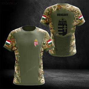 ETST 03 Hongarije Vlag Print Heren T-shirt Unisex Hoogwaardige Korte mouwen Tops Tees Ronde Hals Straat Casual Oversized Herenkleding 3XL